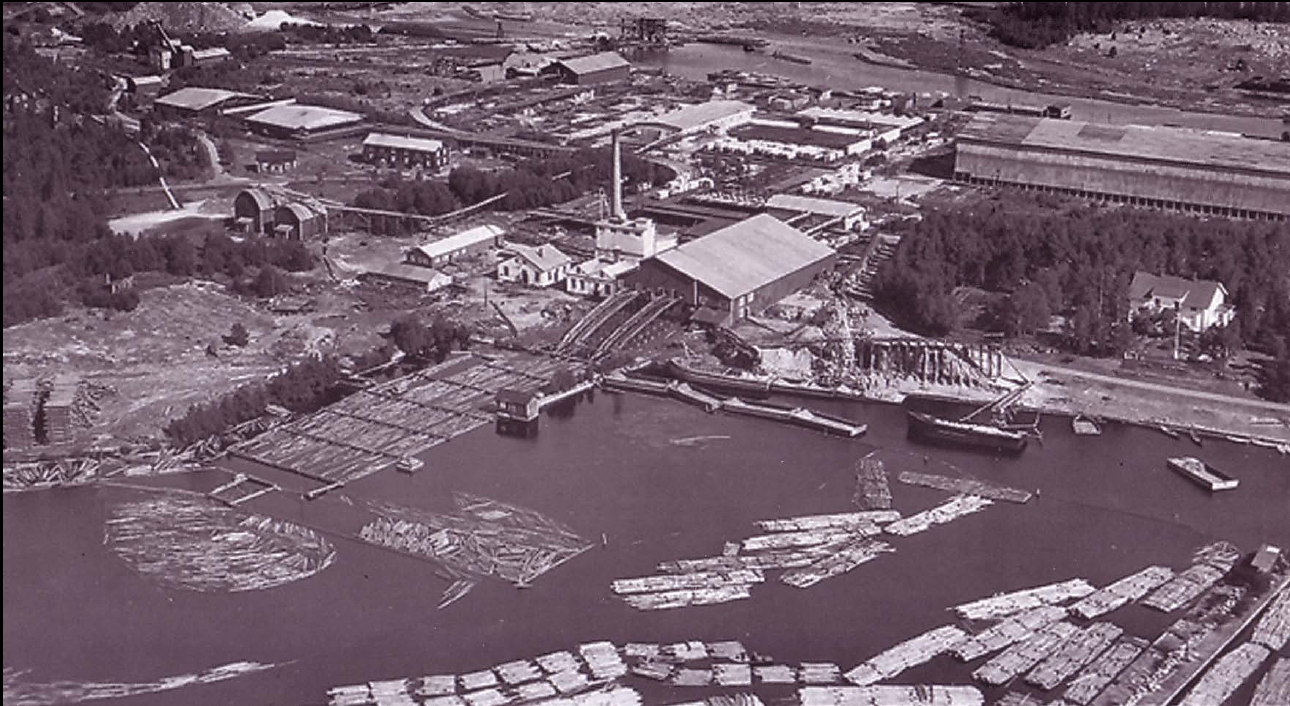 Bure såg och träsliperi vid mitten av 1900-talet. Foto: Skellefteå museum