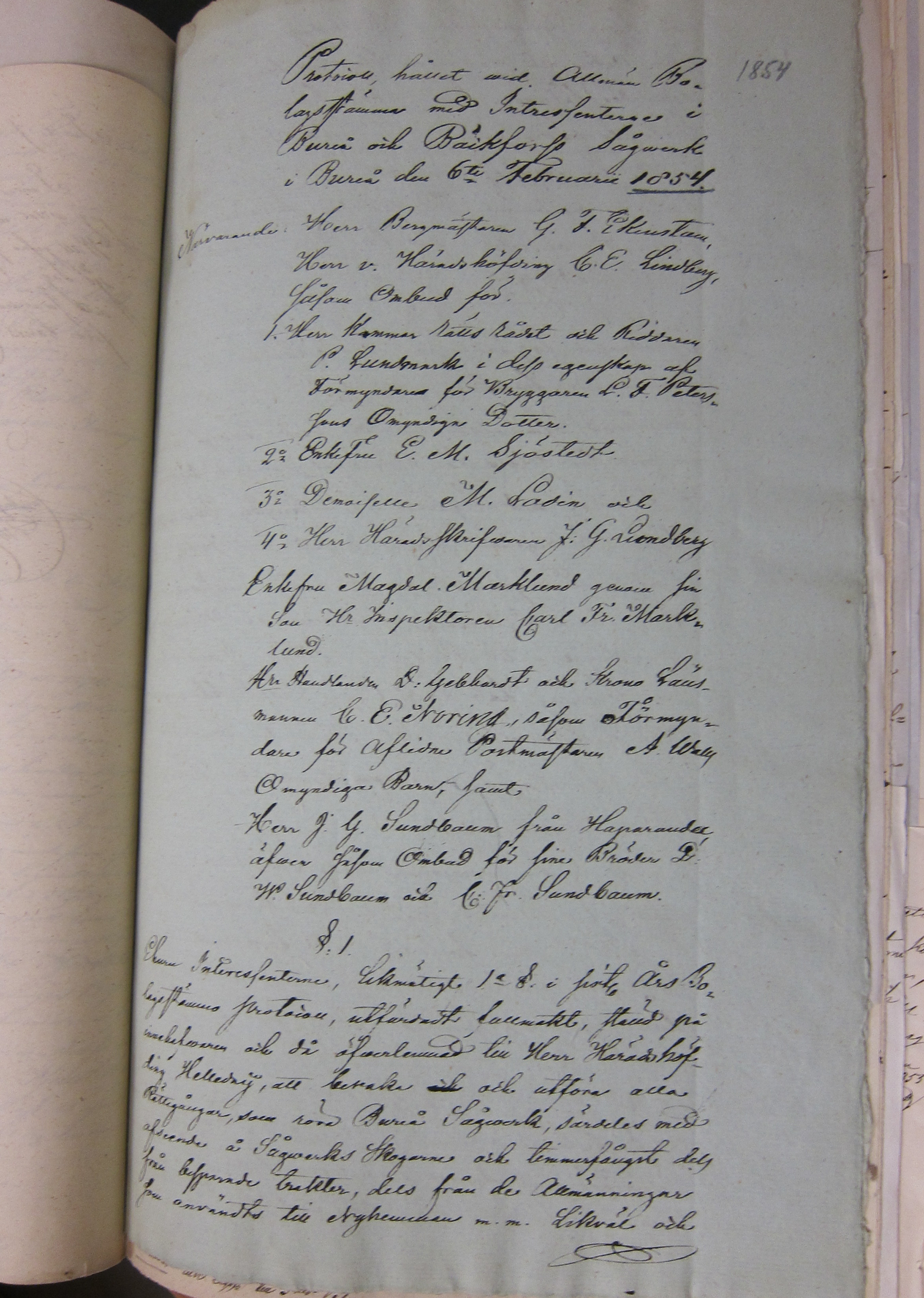 Protokoll den 6 februari 1854